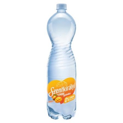 Ásványvíz, ízesített, SZENTKIRÁLYI, 1,5 l, "Egy csepp gyümölcs", mangó
